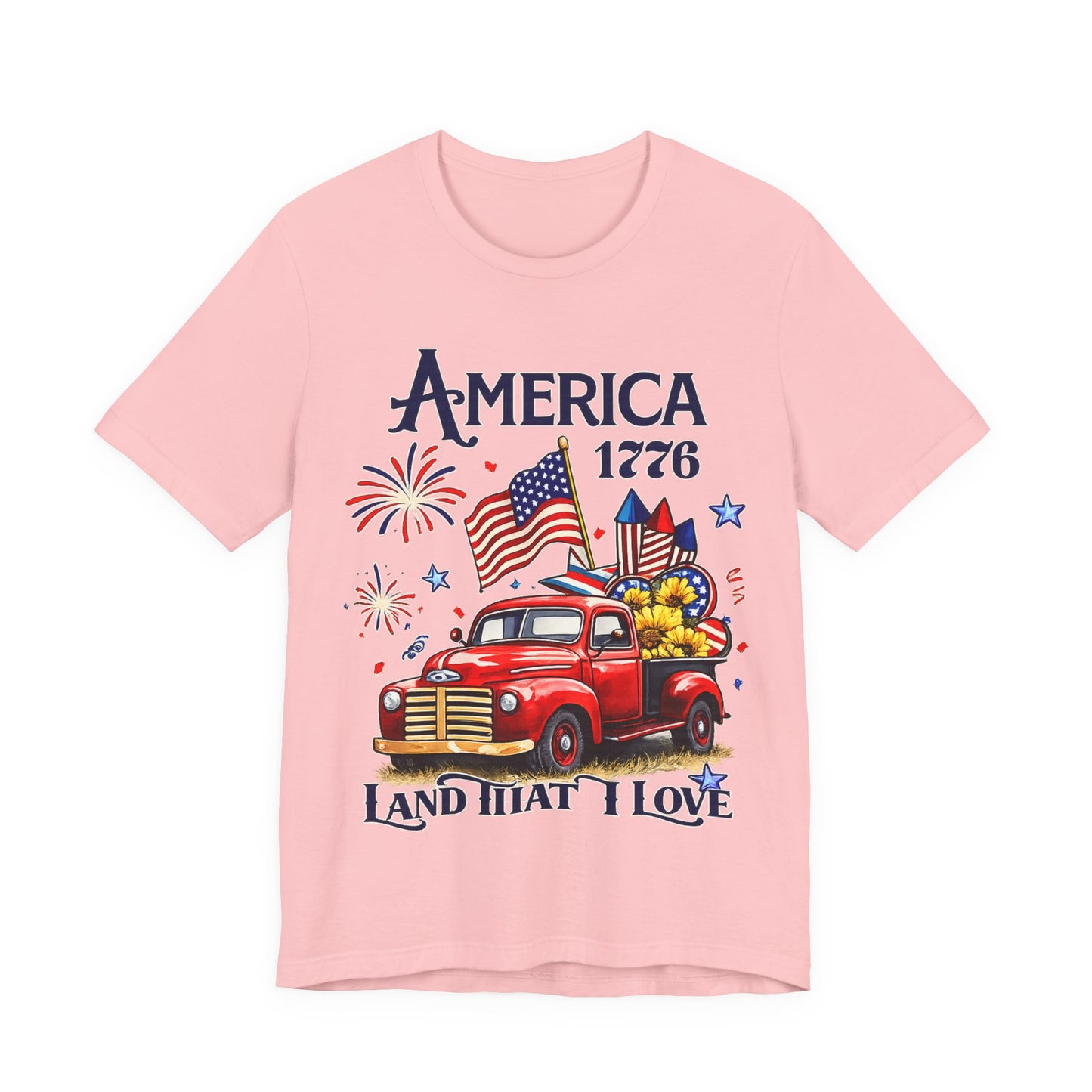 Patriotic Red Truck T‑Shirt — "America 1776 Land That I Love" Fourth of July Tee