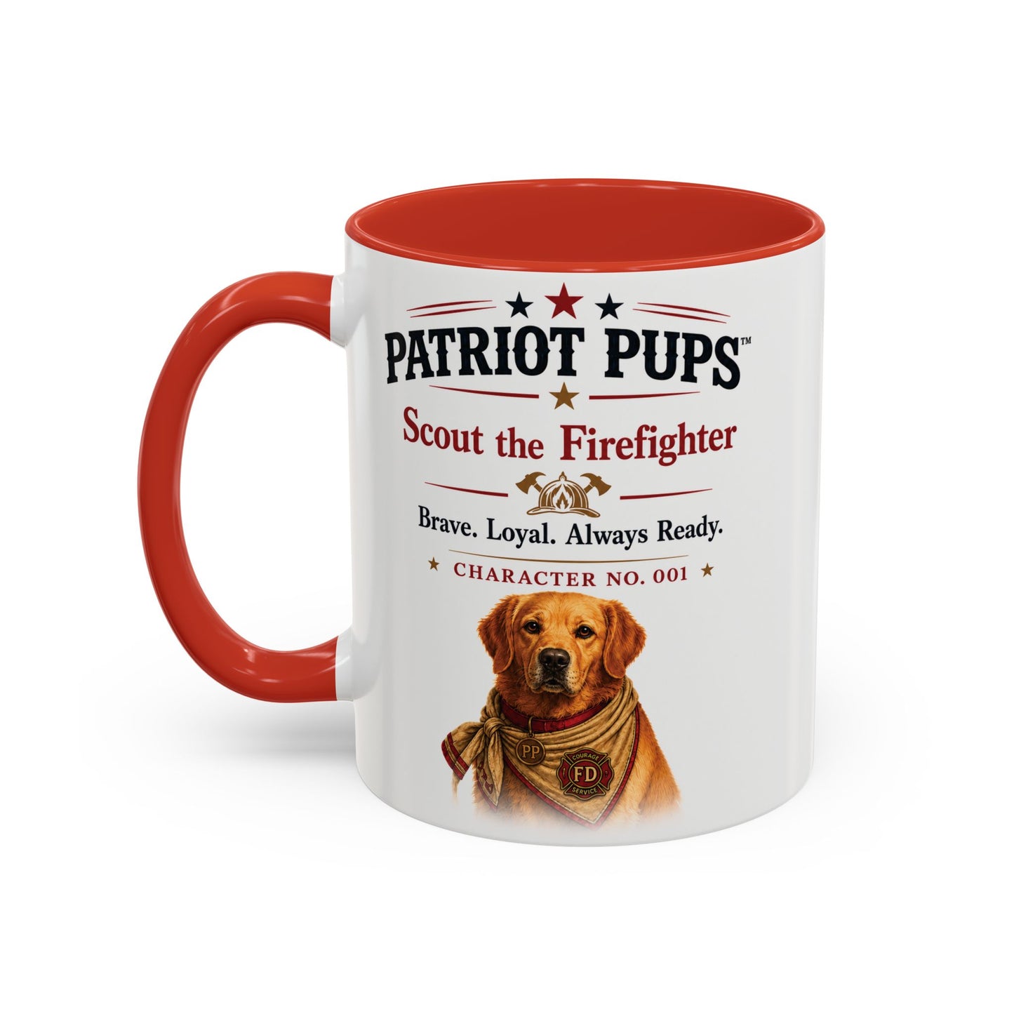 Scout the Firefighter Accent Mug | Patriot Pups™ | Brave. Loyal. Always Ready