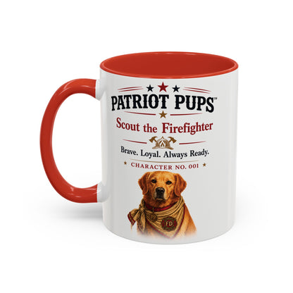Scout the Firefighter Accent Mug | Patriot Pups™ | Brave. Loyal. Always Ready