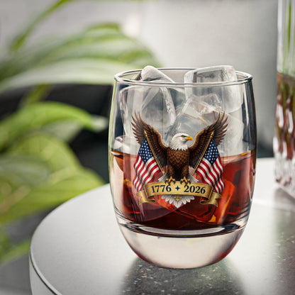 America 250 Eagle Flag Whiskey Glass — 1776–2026, 6 oz