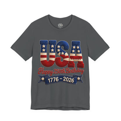 America 250 Distressed Flag Tee — 1776 to 2026 Patriotic Birthday Shirt