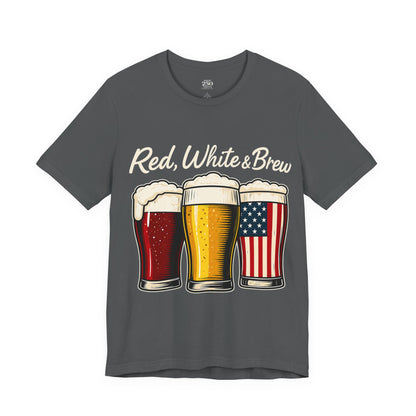 America 250 Red White Brew Beer Tee — Patriotic 4th of July T-Shirt
