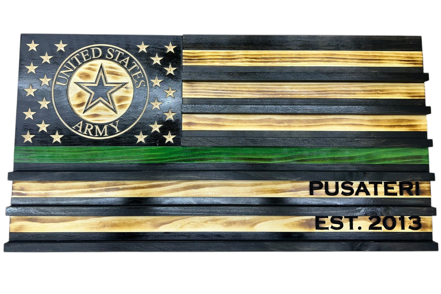 Custom Challenge Coin Display American Flag with Engraved Badge and Personalization