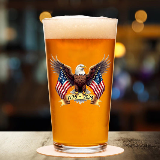 American Eagle and US Flag 250 Years Glass | Happy 250th Birthday USA | Patriotic 4th of July Glass | America Anniversary | Independence Day Whiskey Glass Beer Glass 682563