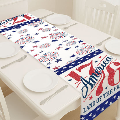 Land Of The Free 1776 Table Runner | Patriotic American Independence Day | 4th Of July Table Runner For Kitchen 682369
