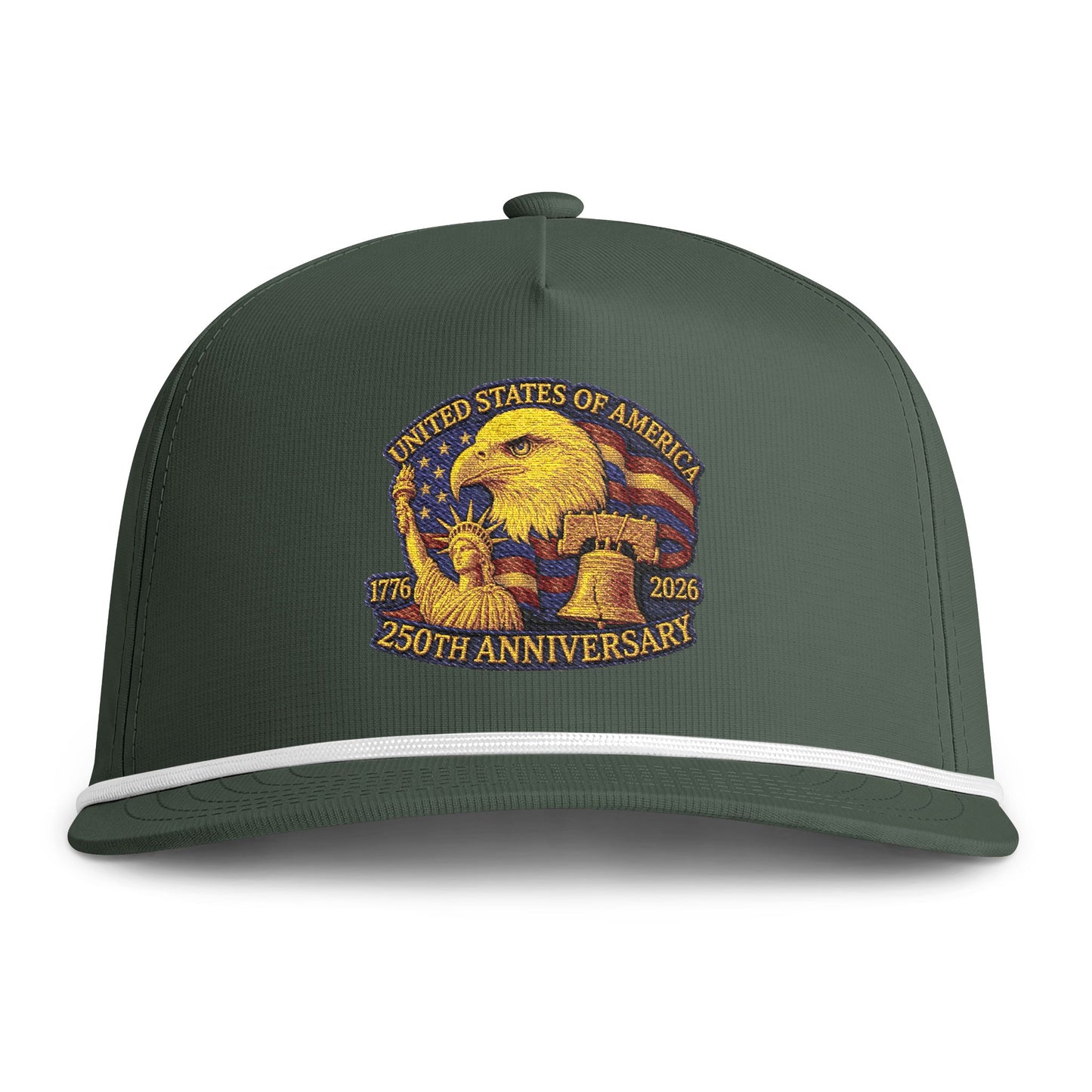 250th Anniversary USA Eagle Embroidered Rope Cap — Sunwashed Patriotic Hat