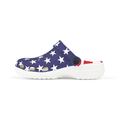 Kids Patriotic Foam Clogs | July 4th Shoes with Charms