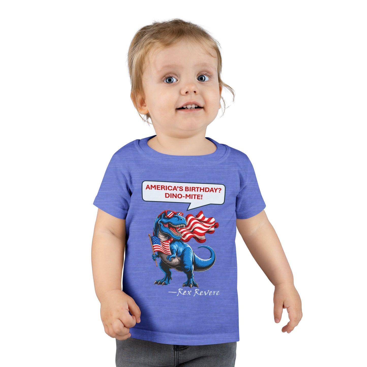 Toddler T-Shirt - "America's Birthday? DINO-MITE!" Patriotic Dino Kids Tee
