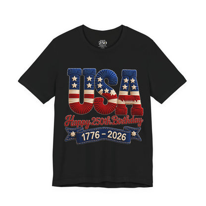 America 250 Distressed Flag Tee — 1776 to 2026 Patriotic Birthday Shirt