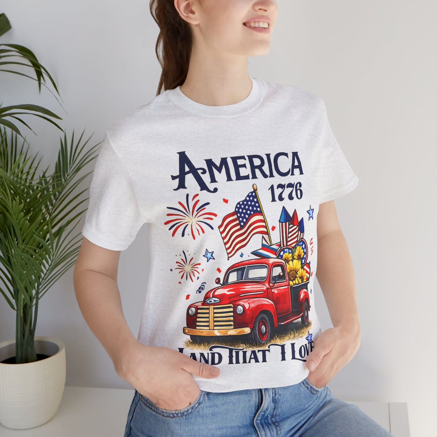 Patriotic Red Truck T‑Shirt — "America 1776 Land That I Love" Fourth of July Tee