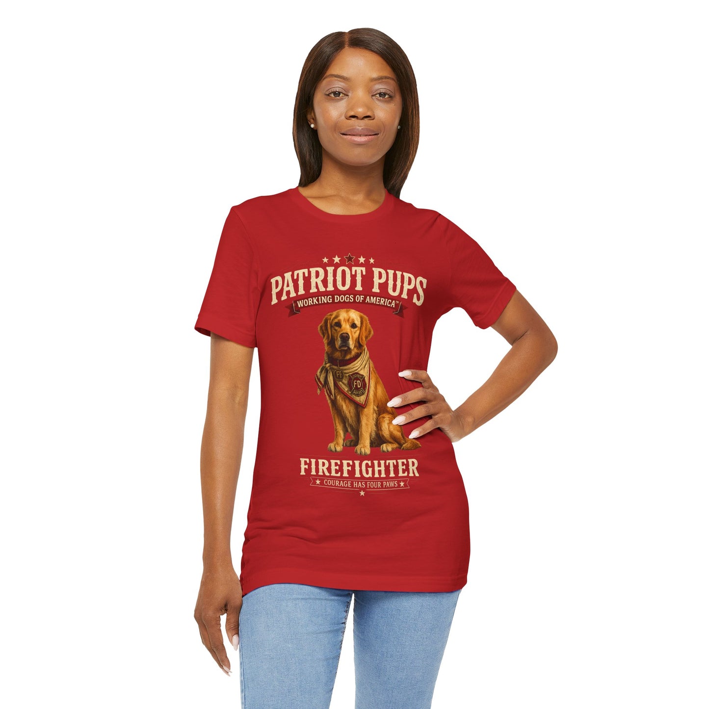 Scout the Firefighter T-Shirt | Patriot Pups™ | Courage Has Four Paws
