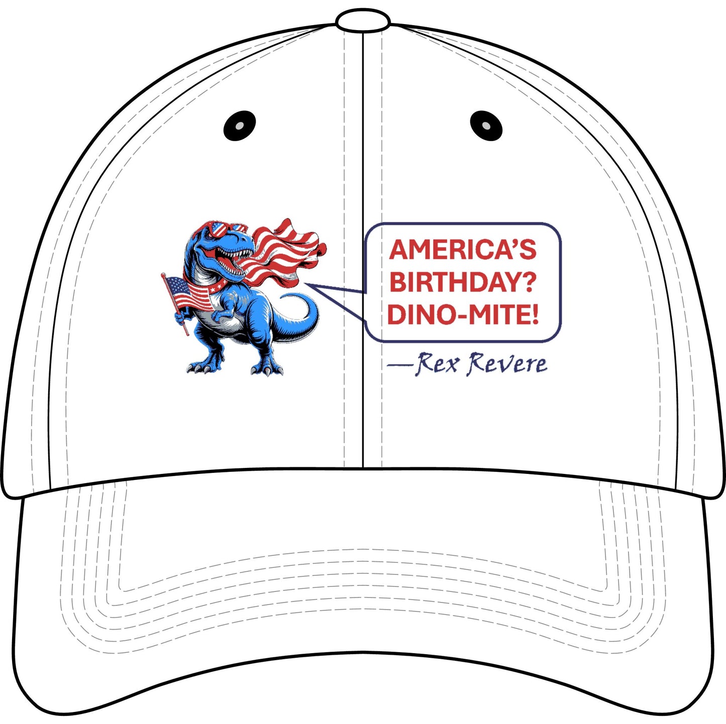 Youth Baseball Cap — "America's Birthday? Dino-mite!" Embroidered 250 Years 1776-2026