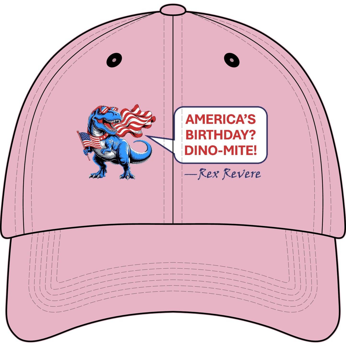 Youth Baseball Cap — "America's Birthday? Dino-mite!" Embroidered 250 Years 1776-2026