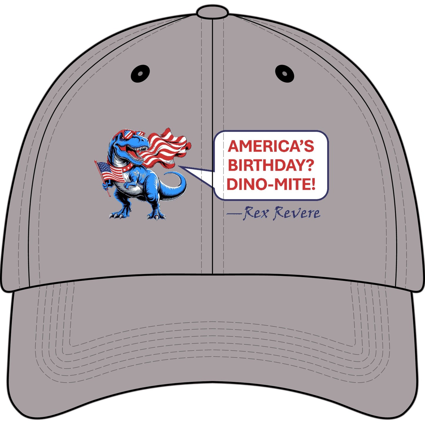 Youth Baseball Cap — "America's Birthday? Dino-mite!" Embroidered 250 Years 1776-2026
