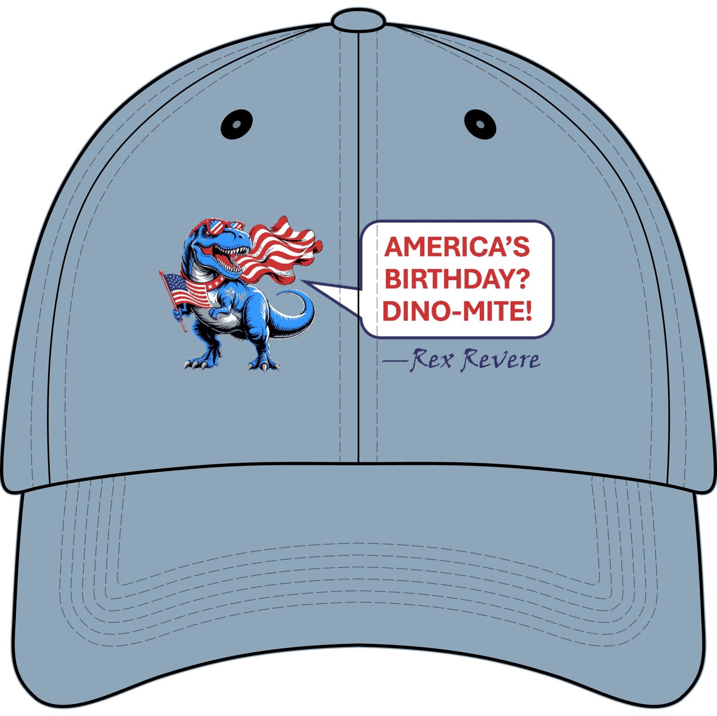 Youth Baseball Cap — "America's Birthday? Dino-mite!" Embroidered 250 Years 1776-2026