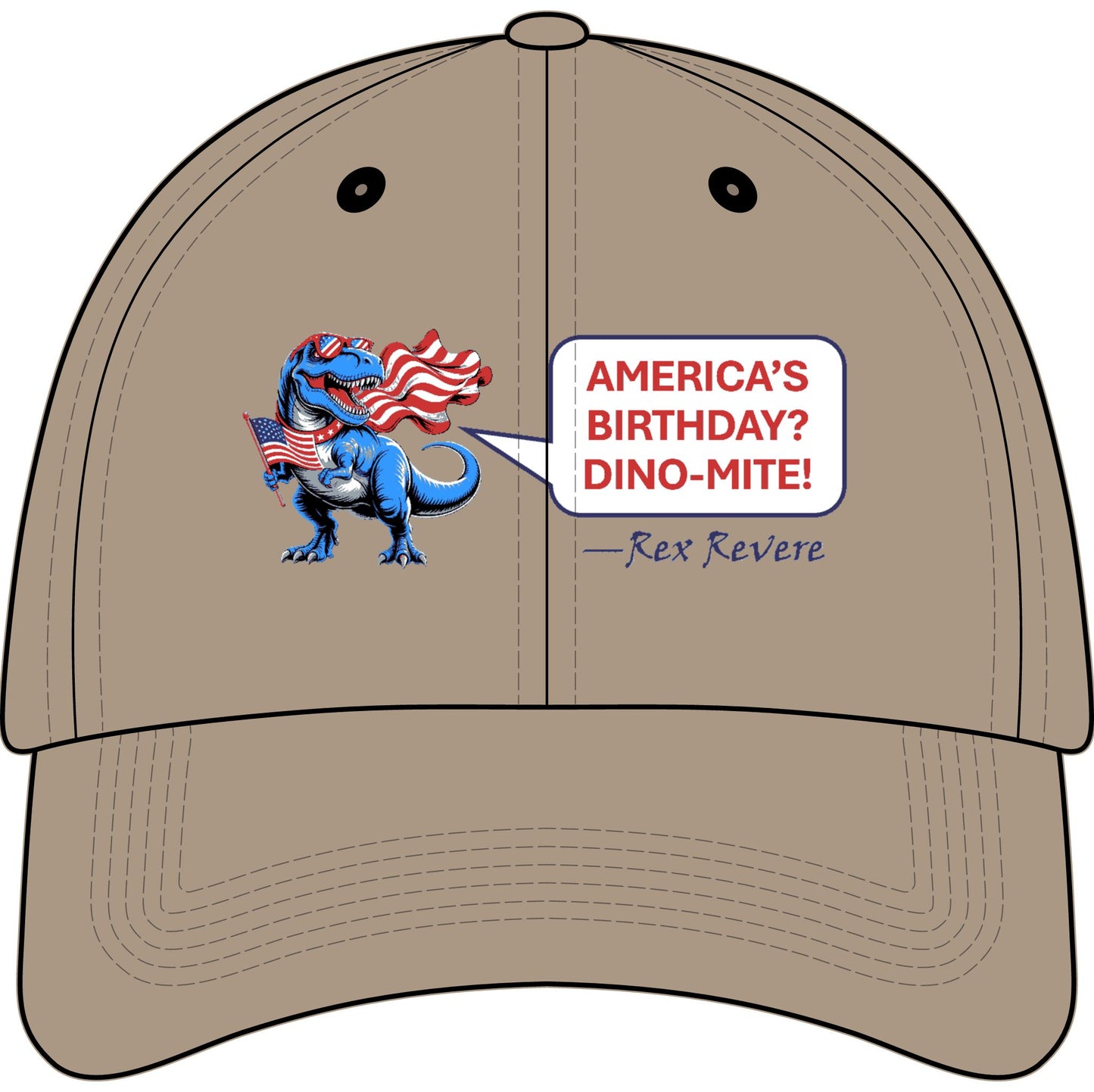 Youth Baseball Cap — "America's Birthday? Dino-mite!" Embroidered 250 Years 1776-2026