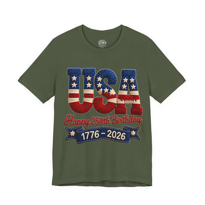 America 250 Distressed Flag Tee — 1776 to 2026 Patriotic Birthday Shirt
