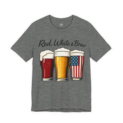 America 250 Red White Brew Beer Tee — Patriotic 4th of July T-Shirt