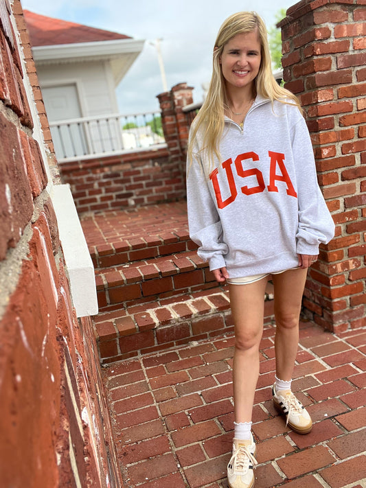 Big Red USA 1/4 Zip Pullover - Patriotic | Wild Kard Vintage