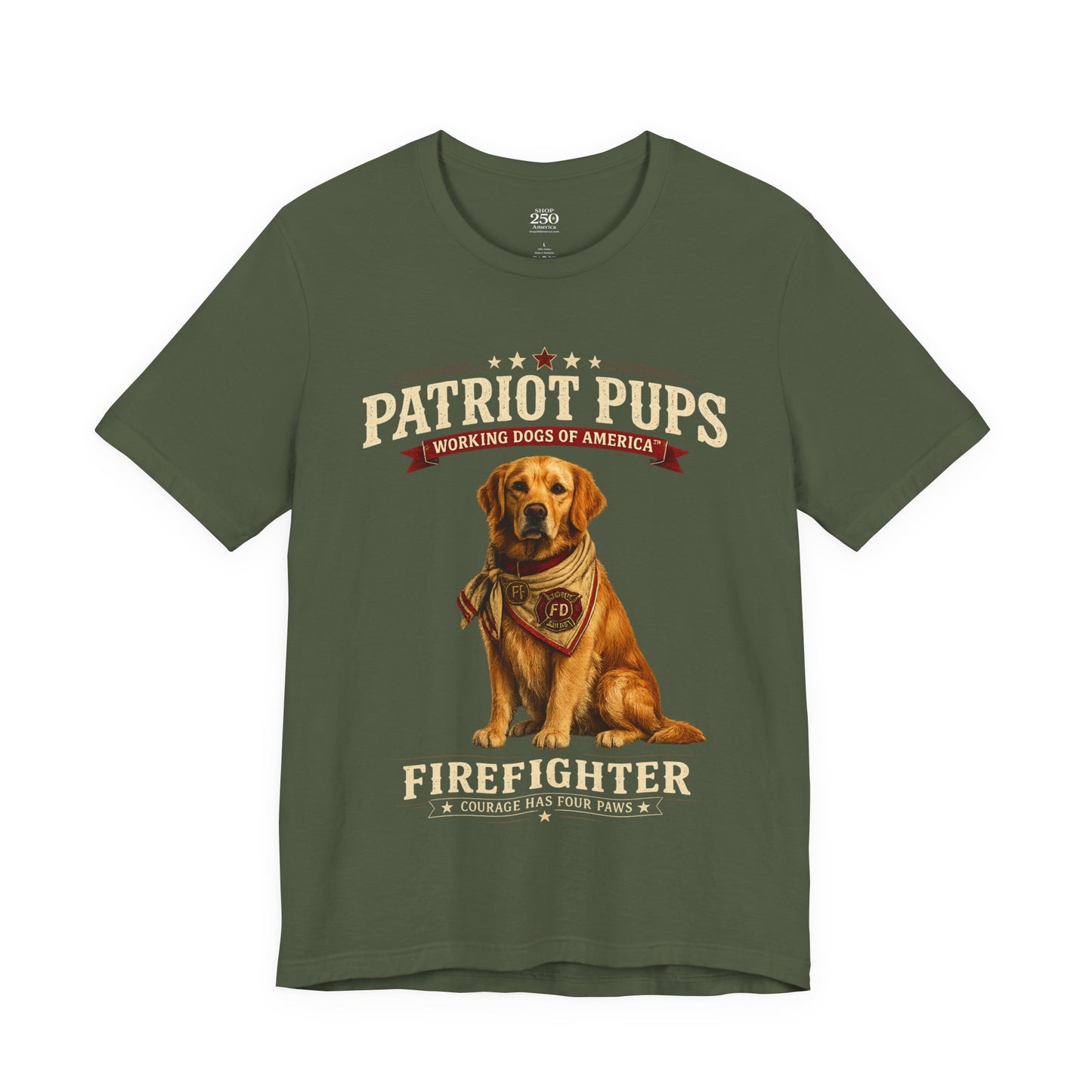 Scout the Firefighter T-Shirt | Patriot Pups™ | Courage Has Four Paws