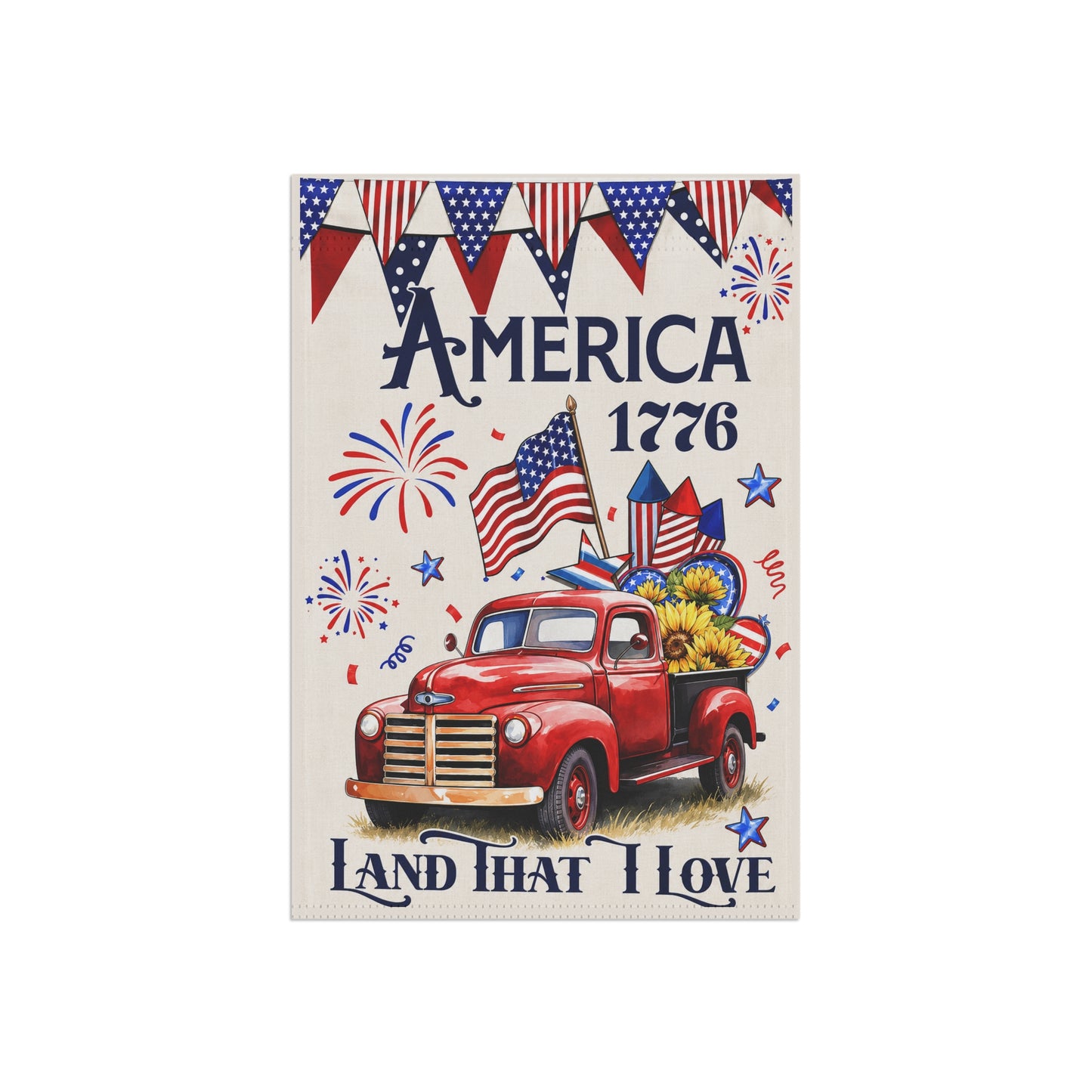 Americana Garden Flag – 'America 1776 Land That I Love' Patriotic Truck Banner
