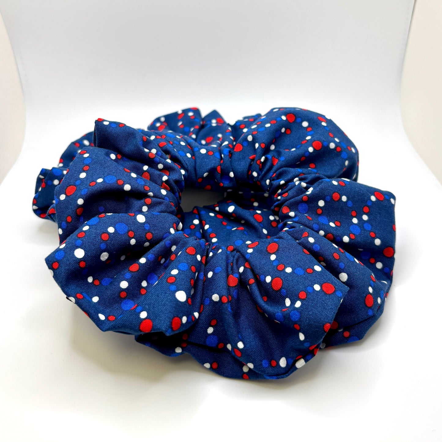 Navy Patriotic Dotted Oversized Scrunchie
