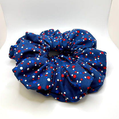Navy Patriotic Dotted Oversized Scrunchie