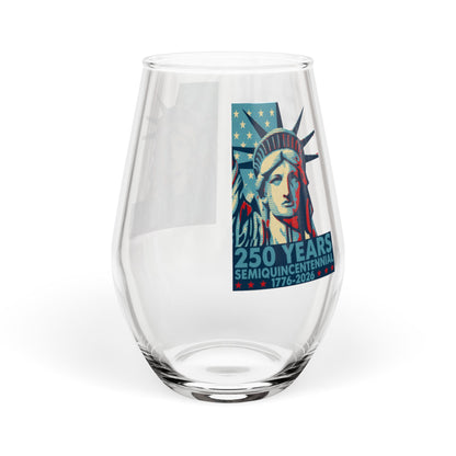 Stemless wineglass  with Statue of Liberty design