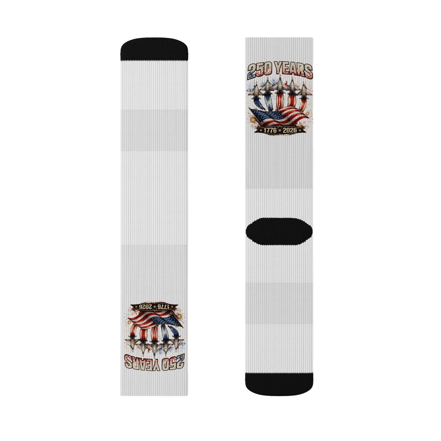 250 Years America Flag Crew Socks – Patriotic All-Over Sublimation Print