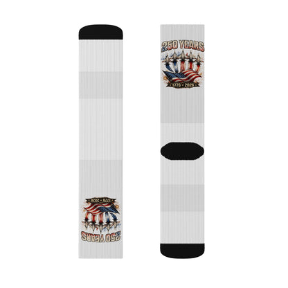 250 Years America Flag Crew Socks – Patriotic All-Over Sublimation Print