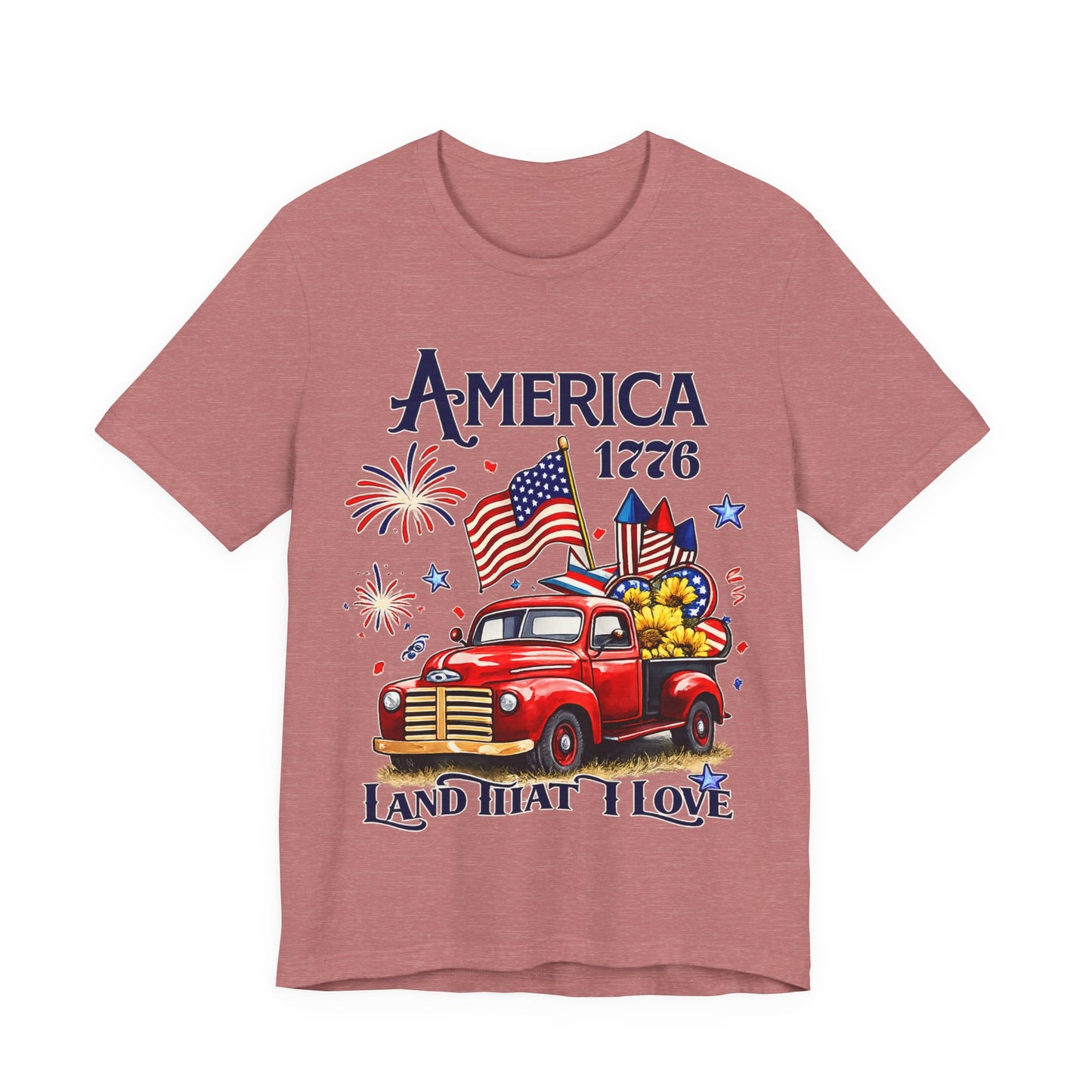 Patriotic Red Truck T‑Shirt — "America 1776 Land That I Love" Fourth of July Tee