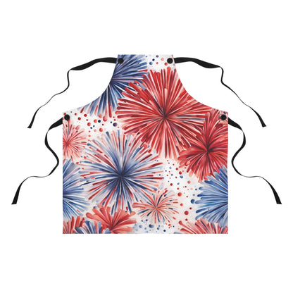 Patriotic Fireworks Apron - Red White & Blue BBQ/Cooking Apron for 4th of July