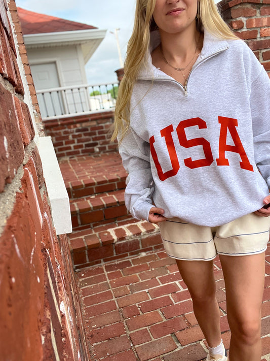 Big Red USA 1/4 Zip Pullover - Patriotic | Wild Kard Vintage