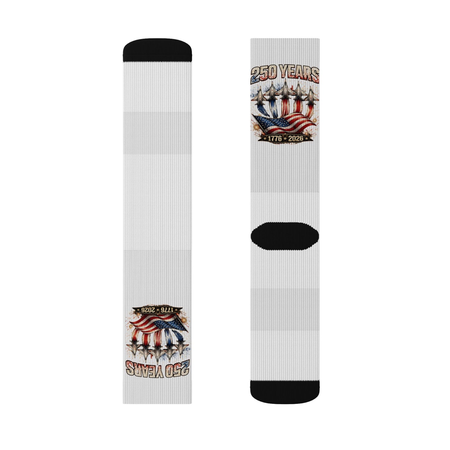 250 Years America Flag Crew Socks – Patriotic All-Over Sublimation Print