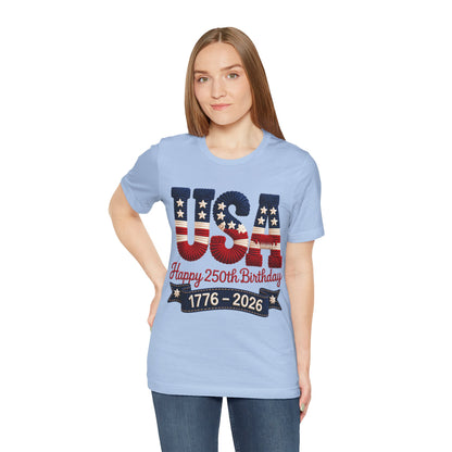 America 250 Distressed Flag Tee — 1776 to 2026 Patriotic Birthday Shirt