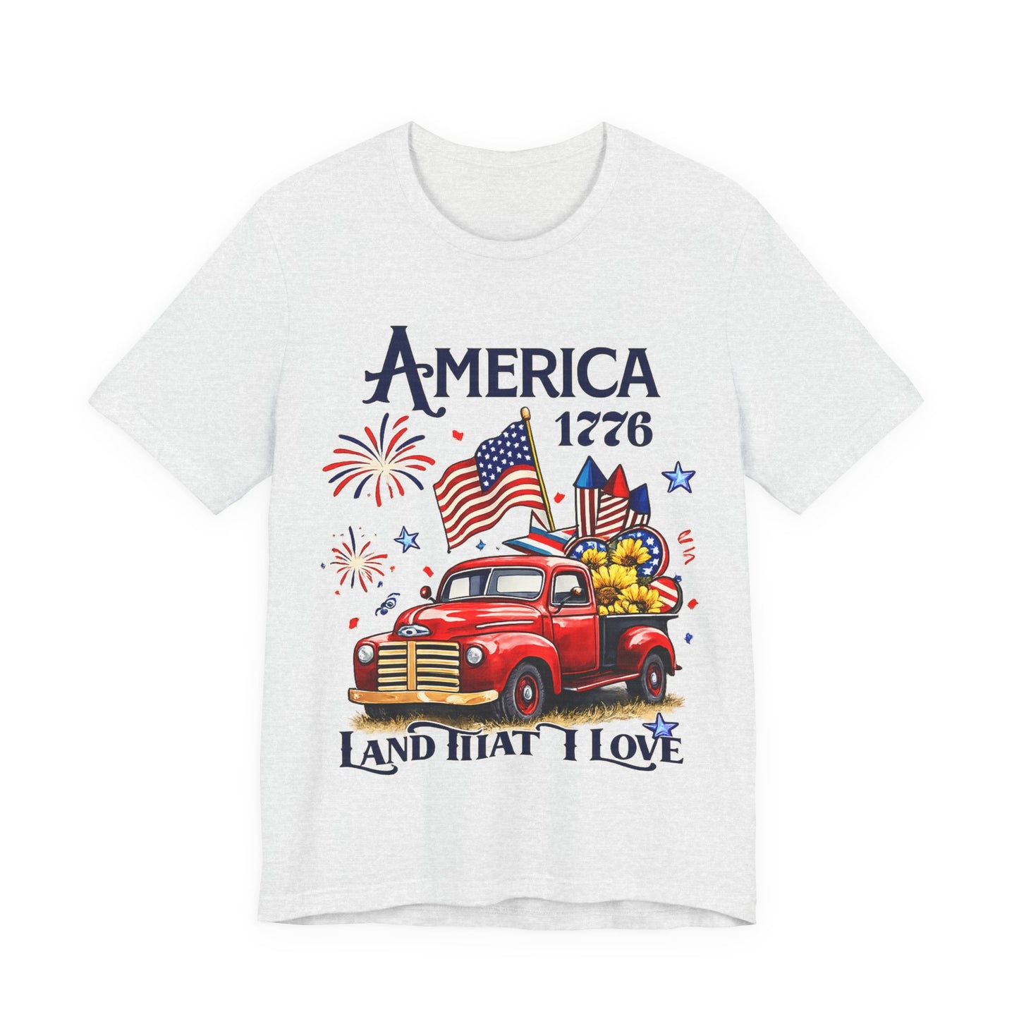 Patriotic Red Truck T‑Shirt — "America 1776 Land That I Love" Fourth of July Tee