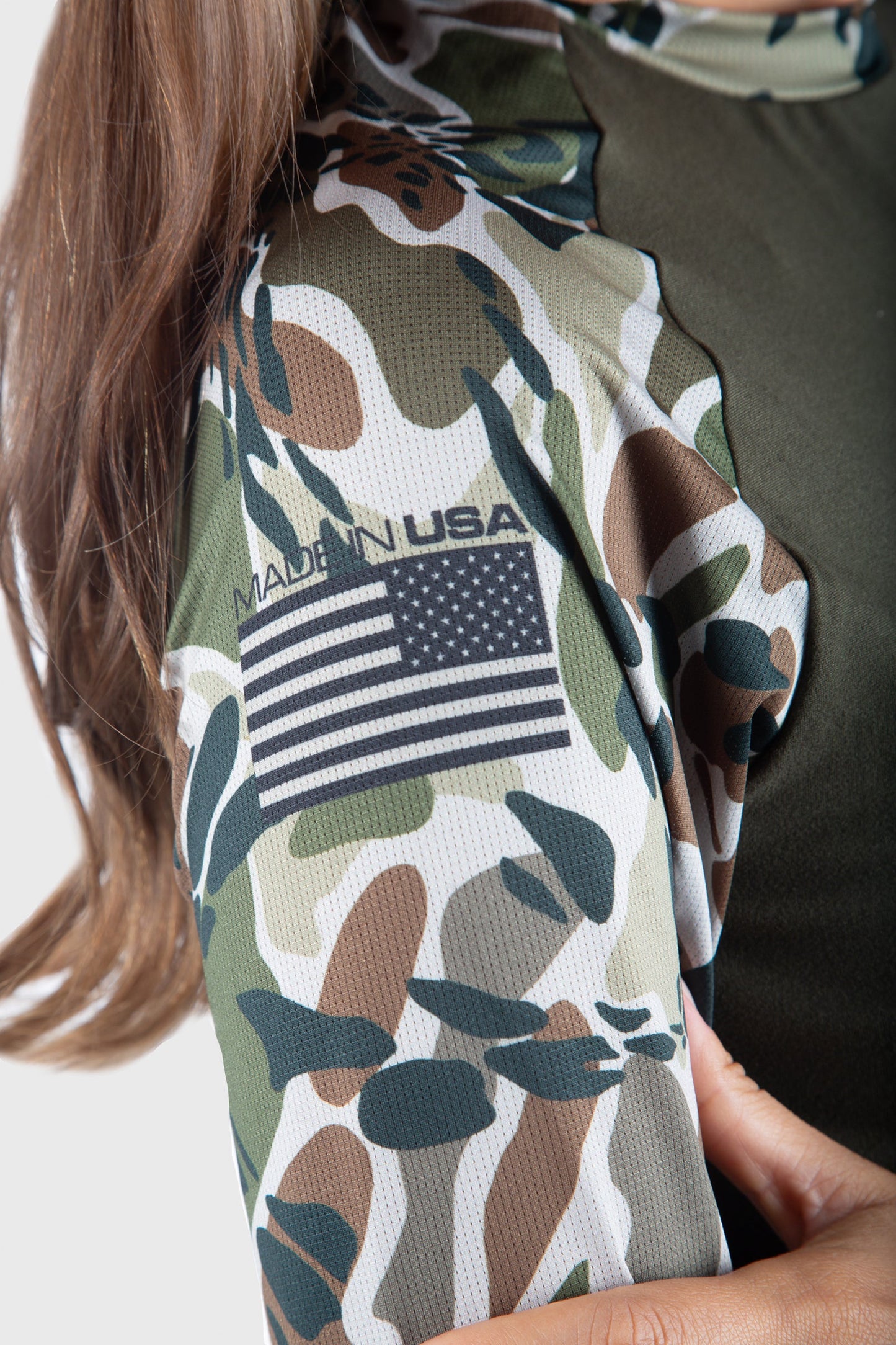 SoftTECH™ OLIVE PRYM1 OS CAMO Mesh Long Sleeve by WSI Sportswear, alternate view 4