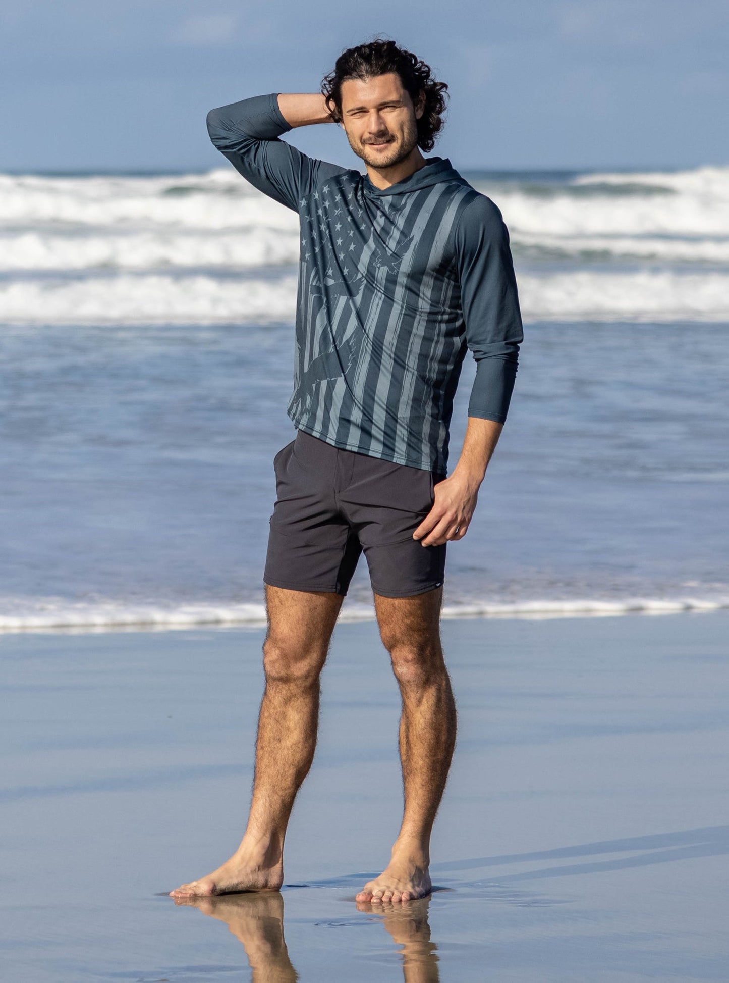 Men's Eagle Flag Mesh Sun Hoodie