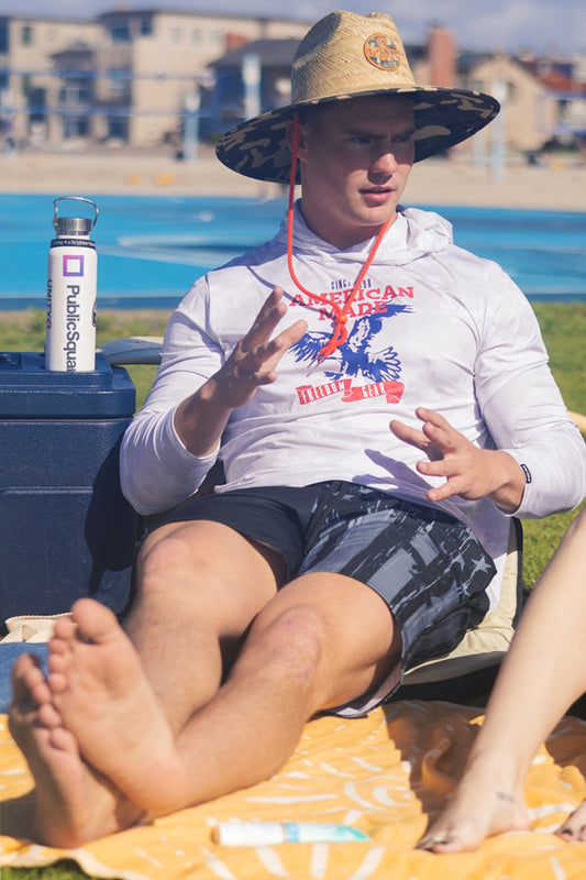 Unisex American Made Eagle Mesh White Out Sun Hoodie