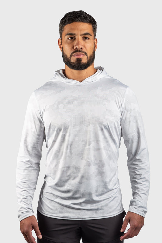 Performance Mesh White Out Camo Sun Hoodie by WSI Sportswear