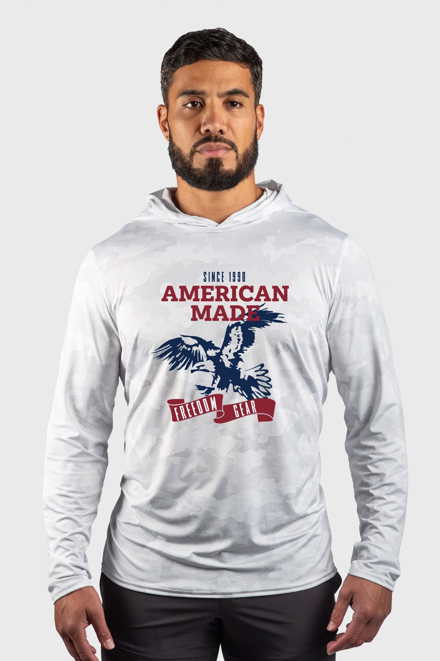 American Made Eagle Mesh White Out Sun Hoodie