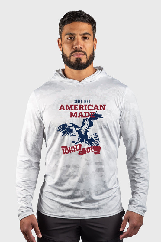 American Made Eagle Mesh White Out Sun Hoodie