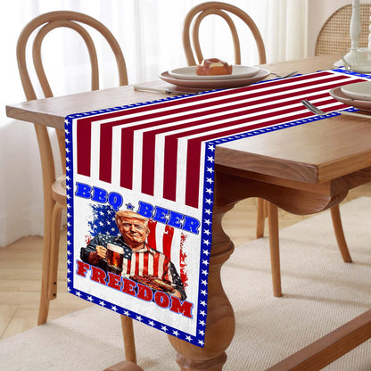 Beer BBQ Freedom Patriotic Table Runner, Trump 4th of July Table Runner for Kitchen 682331 - GOP
