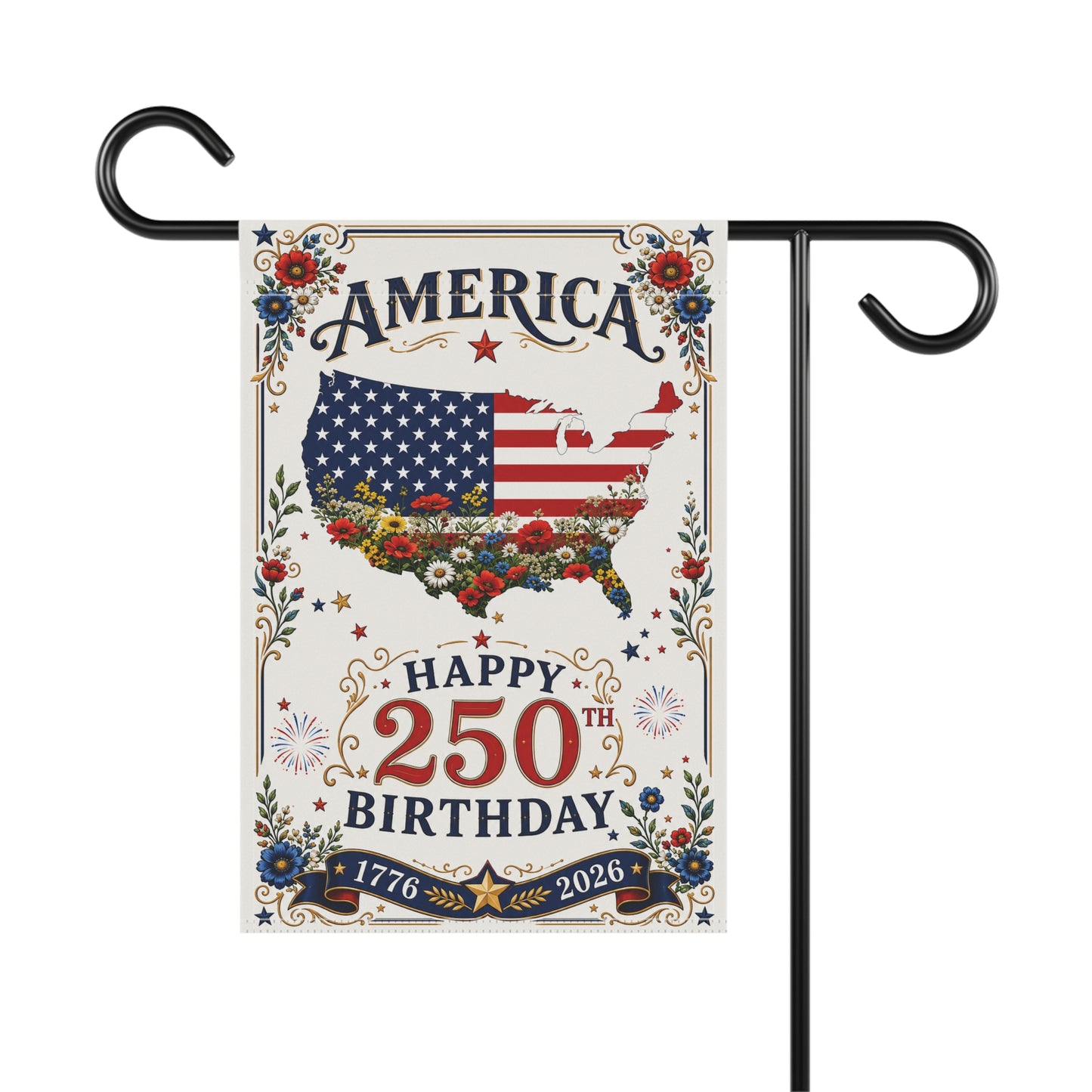 America 250th Birthday Garden Flag | Patriotic USA Banner 1776–2026