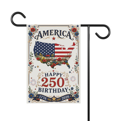 America 250th Birthday Garden Flag | Patriotic USA Banner 1776–2026