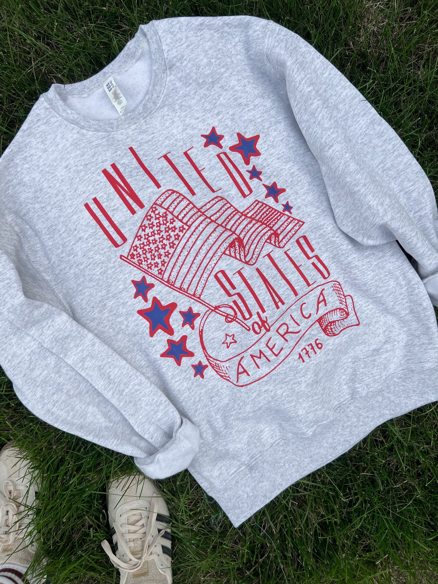 Liberty Crewneck Ash Grey - Patriotic Sweatshirt | Wild Kard
