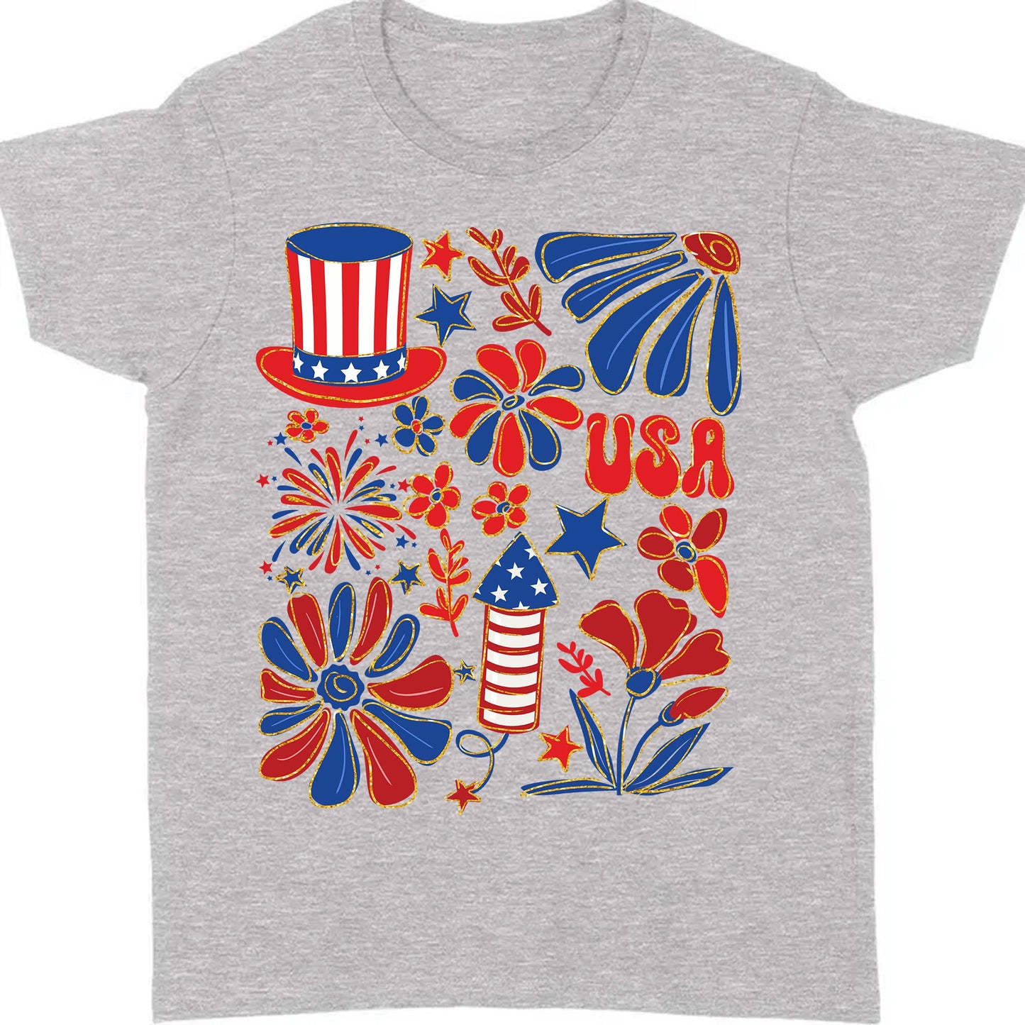 Retro America Coquette Shirt - Floral 4th of July Vintage USA T-Shirt