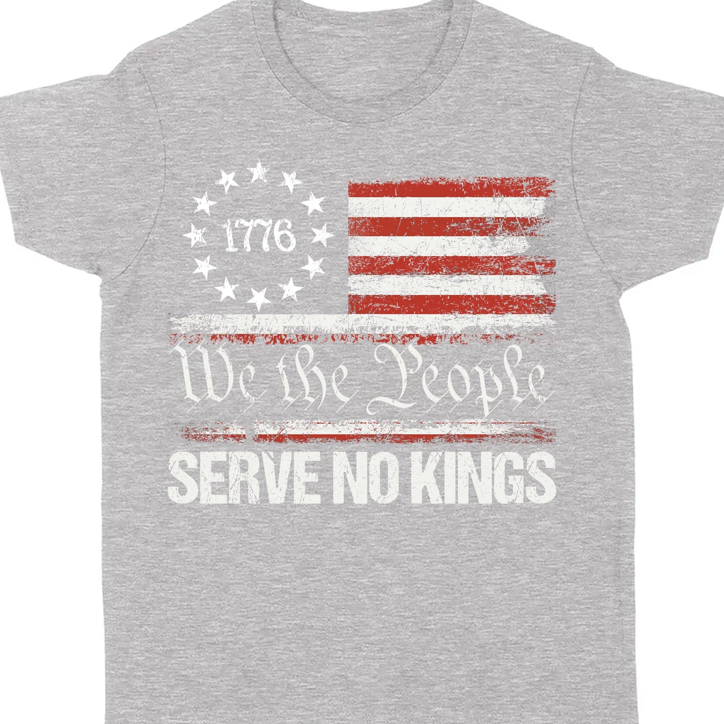 We The People Serve No Kings Shirt | Anti Trump Protest Tee | 1776 Distressed American Flag Dark Shirt 682475