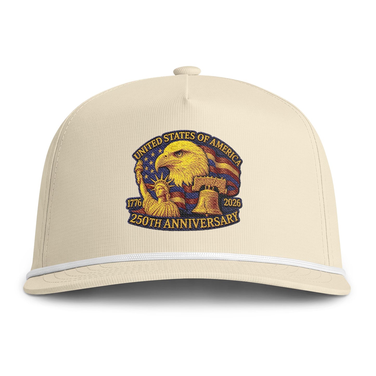 250th Anniversary USA Eagle Embroidered Rope Cap — Sunwashed Patriotic Hat
