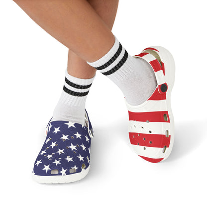 Kids Patriotic Foam Clogs | July 4th Shoes with Charms